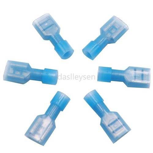 Blue Nylon Insulated Spade Connector Wire Crimp Female Terminals AWG16-14 Gauge  - Afbeelding 7 van 11