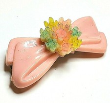 Vintage Barrette - Pink Bo-Slide Barrette with Colorful Celluloid Flower England