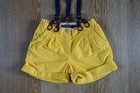 Mini Boden Girls Yellow Corduroy Shorts with Removable Suspenders Size 8 EUC — photo 3