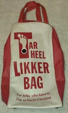 Rare Airline Textile MFG Co. Tar Heel Likker Bag North Carolina 12" Red & White