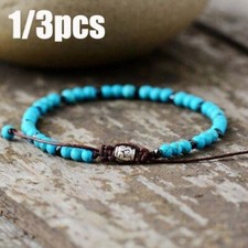 1/3x Turquoise Natural Stone Handmade Healing Reiki 4mm Bead Dainty Bracelet USA