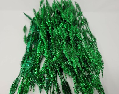 100 Christmas Green Wired Tinsel Bumpy Chenille Stems Craft Pipe Cleaners 12''