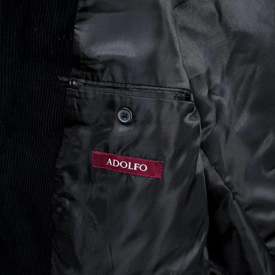Corduroy Blazer Men’s 48R Black Fall Winter Coat Jacket Business Casual | Adolfo - Image 3 of 4