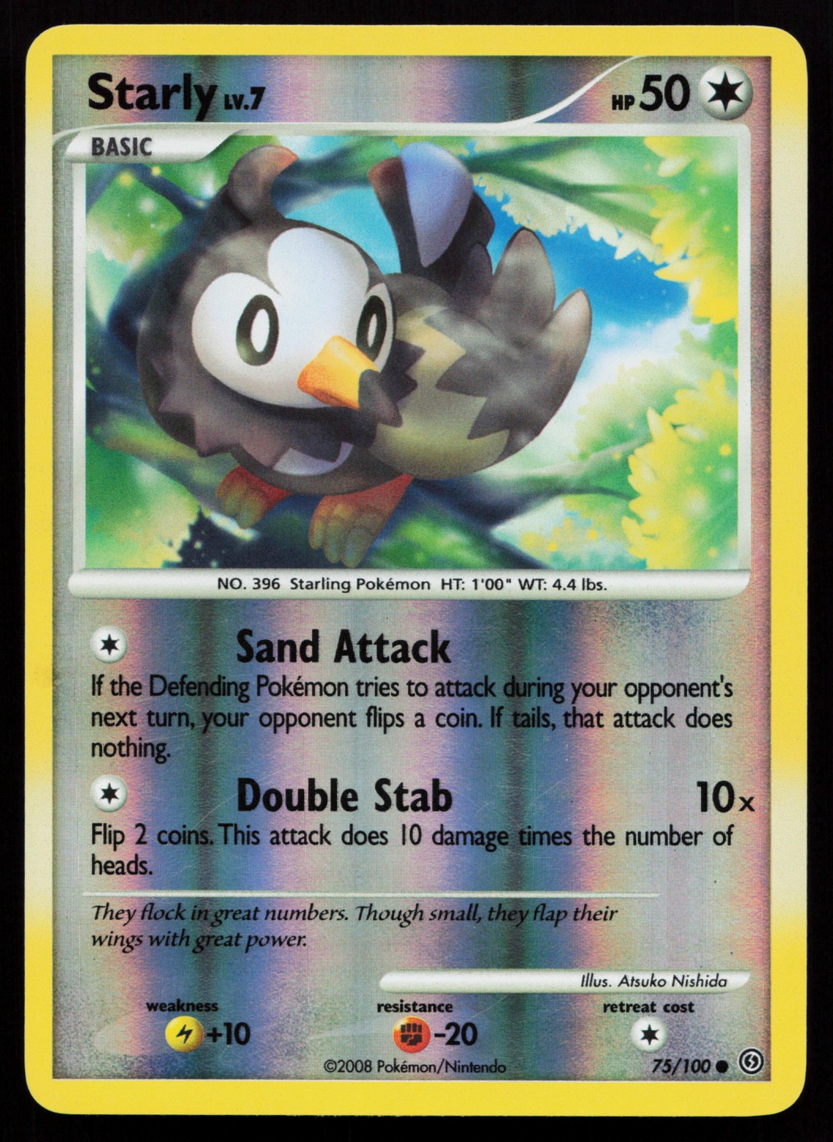 Starly 75/100 Common Stormfront Reverse Holo Pokémon Card