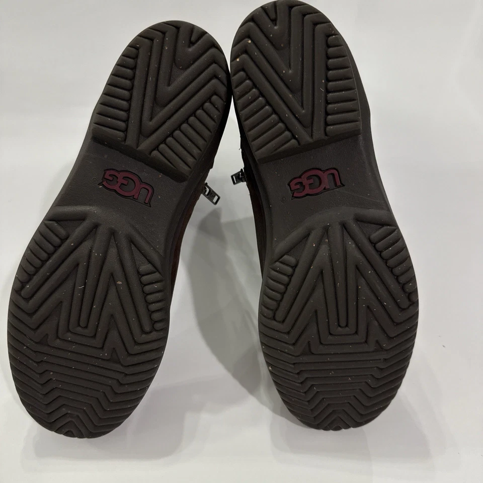 UGG Simmens Mujer Talla 8 Marrón Cuero Bota Verde Oliva Lana Cremallera Foto 4 de 4