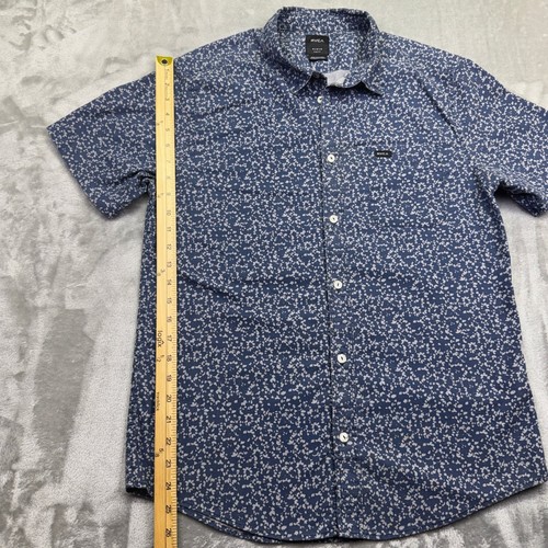 RVCA That'll Do Shirt Mens Floral Button Up Short Sleeve Shirt Blue Slim Fit M - Picture 2 of 8