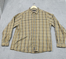 Wrangler Shirt Mens XL Tan Gray Plaid Outdoor Series Regular Fit Vented Back
