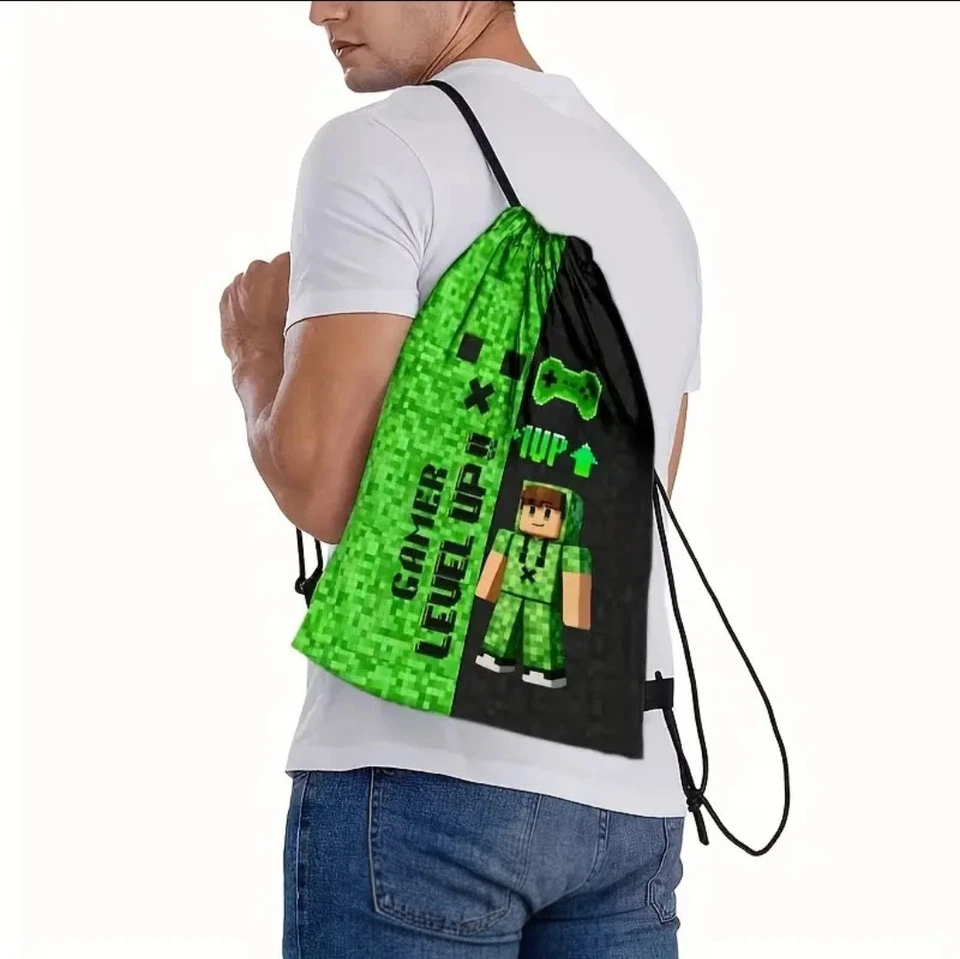 Gymbag Turnbeutel Rucksack Sportbeutel Tasche MINECRAFT Kinder, Pixel Creeper - Bild 4 von 4