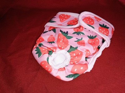 NEW Doggie DIAPER Size SMALL Strawberries CLOTH w/STRAPS Small Animal REUSABLE