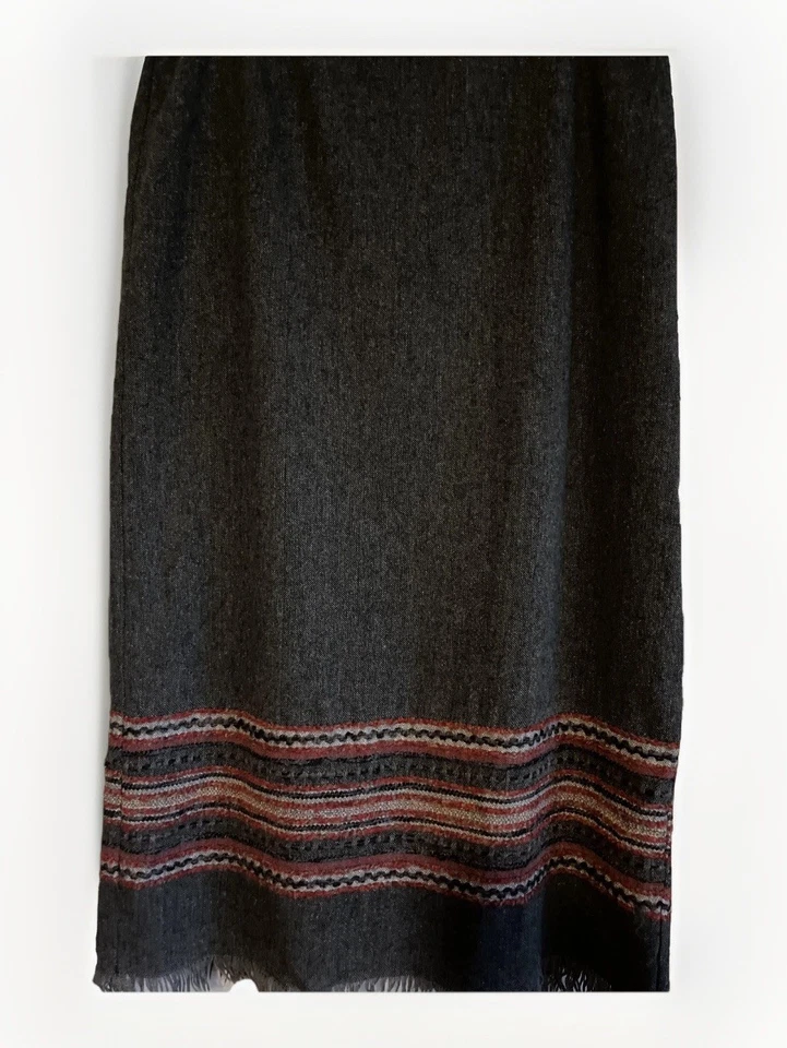 Sag Harbor 裙子女式 14 灰色粗花呢条纹下摆内衬后通风条纹 Midi — 第 2/4 张图片