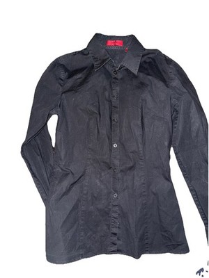 Women's HUGO BOSS Black Button Up Long Sleeve Shirt Blouse, Size 34