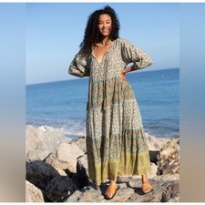 Natural Life Lulu Tiered boho print maxi dress size Large