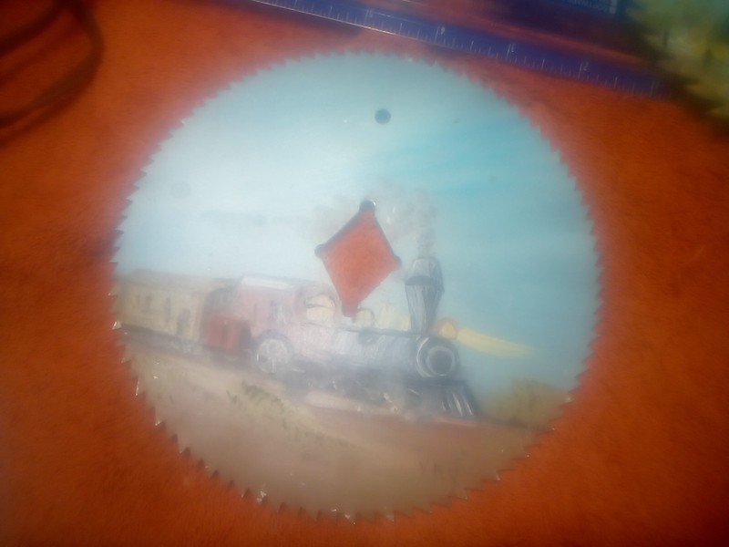 Hand Painted Saw Blade Wall Art – Original Folk Art on Metal 6."Circular Blade –