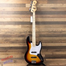 USED-Squier Affinity Series Jazz Bass 3 Tone Sunburst Finish, has a Finish Flaw