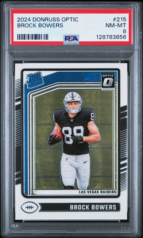 2024 PANINI DONRUSS OPTIC #215 BROCK BOWERS ROOKIE RC PSA 8