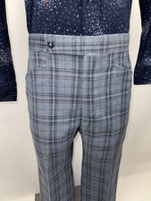 Vtg 60s 70s Haggar Pants Mens 34 28 Polyester Disco Leisure Suit MCM Mod Plaid