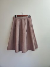 Textured Structured Tailored Mid Calf Pleated A-Line Skirt Size Med Vintage Look