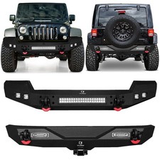 Vijay For 2007-2018 Jeep Wrangler Jkjku Steel Frontrear Bumper Wlightsd-ring