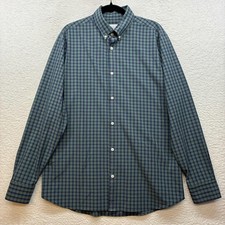 Mizzen+Main Shirt Mens XL Blue Green Check Leeward Trim Fit Stretch Dress Shirt