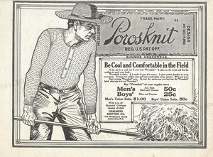 1911 POROSKNIT Underwear Ad* Men’s Union Suits Chalmers Knitting Co Amsterdam NY