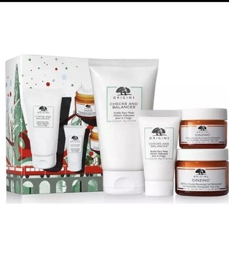 ORIGINS Traveling All Stars 4pc Set Frothy Face Wash Gel Moisturizer New Box