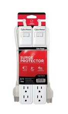 Set Of 2 CyberPower 6 Outlets Power Strip Surge Protector 2 Ft Power Cord, White