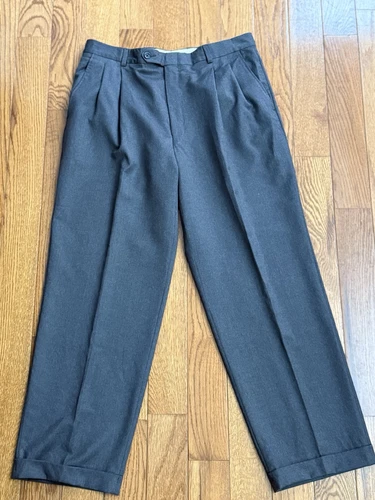 BURBERRY LONDON Vestito Pantaloni Pantaloni Uomo 34 Regolari Grigio Scuro Pieghettato