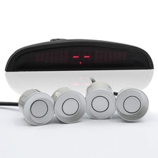 4 Parking Car Sensor Kit LED Display View Reverse Backup Radar Silver