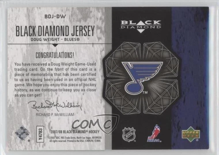 2007-08 Upper Deck Black Diamond Jerseys Doug Weight #BDJ-DW - Image 2 of 2