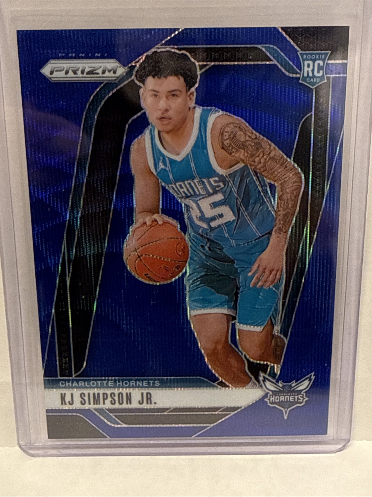 2024-25 PANINI PRIZM #247 KJ SIMPSON JR. 001/125 WAVE BLUE RC HORNETS