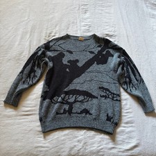 Vintage 90s Made in USA Knit Sweater (Large) โ African Wildlife / Cheetah & Acac