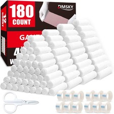 DMSKY 180 Pack Gauze Rolls, 4 in x 4.1 Yards, Individually Wrapped Breathable...