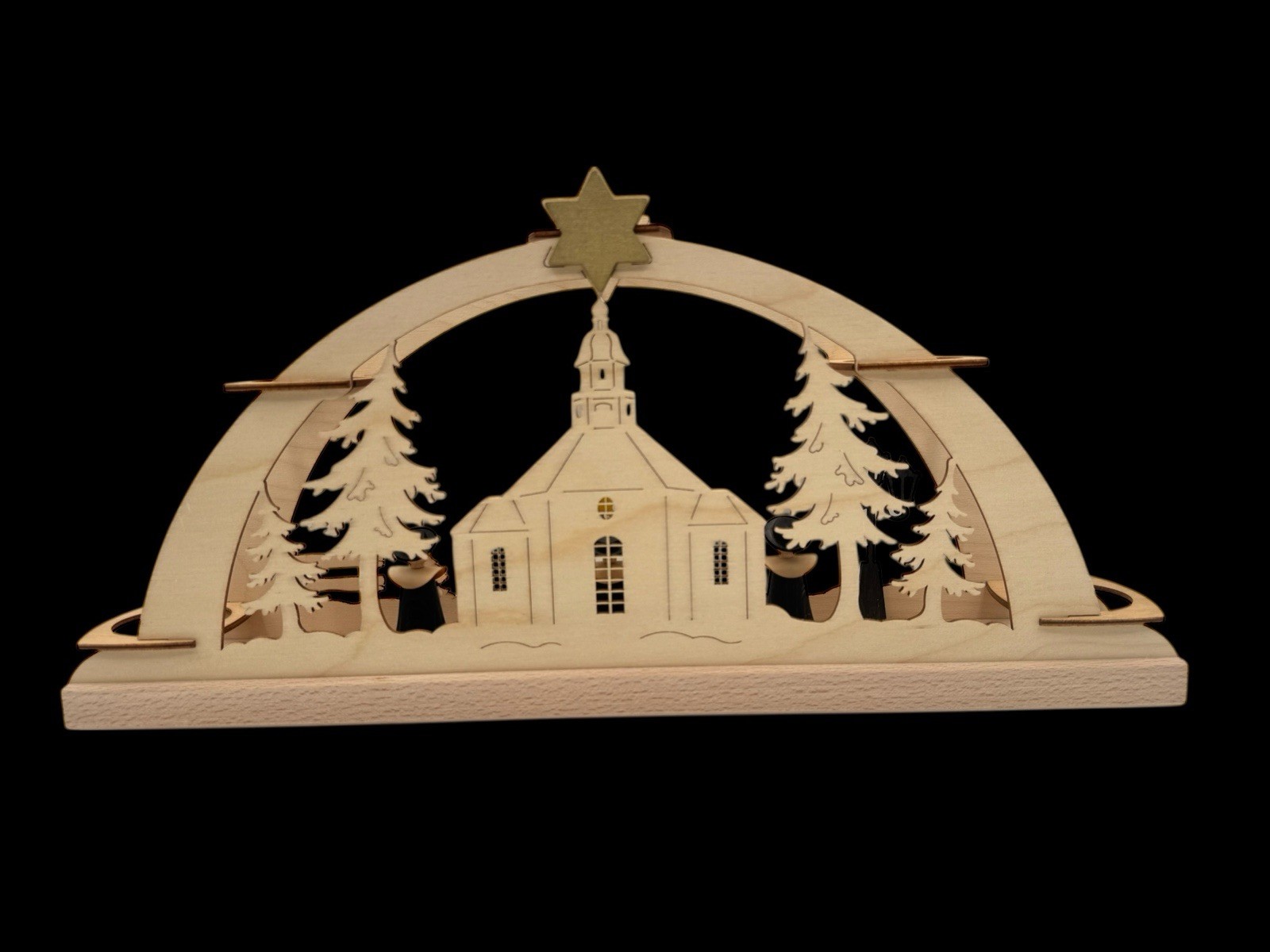 Echt Erzgebirge Christmas Wood Candle Holder Arch Schwibbogen German Carolers