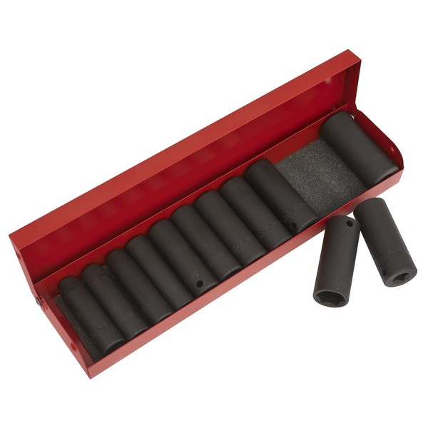Sealey Metrisch Imperial Deep Impact Buchse Set 12Pc 1Cmd Einzel Sechskant AK683-image