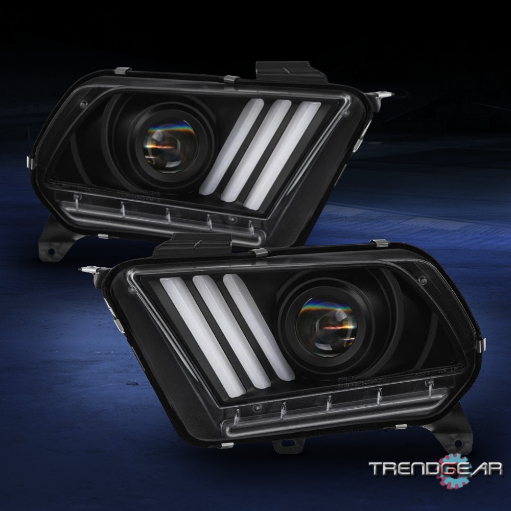 For 2010 2011 2012 Ford Mustang LED Tube HID Projector Headlight Headlamp Black