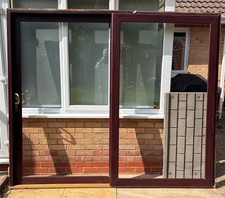 UPVC Patio Sliding Door - Double Glazed - Rosewood 2425 wide 2050 tall + 35 cill
