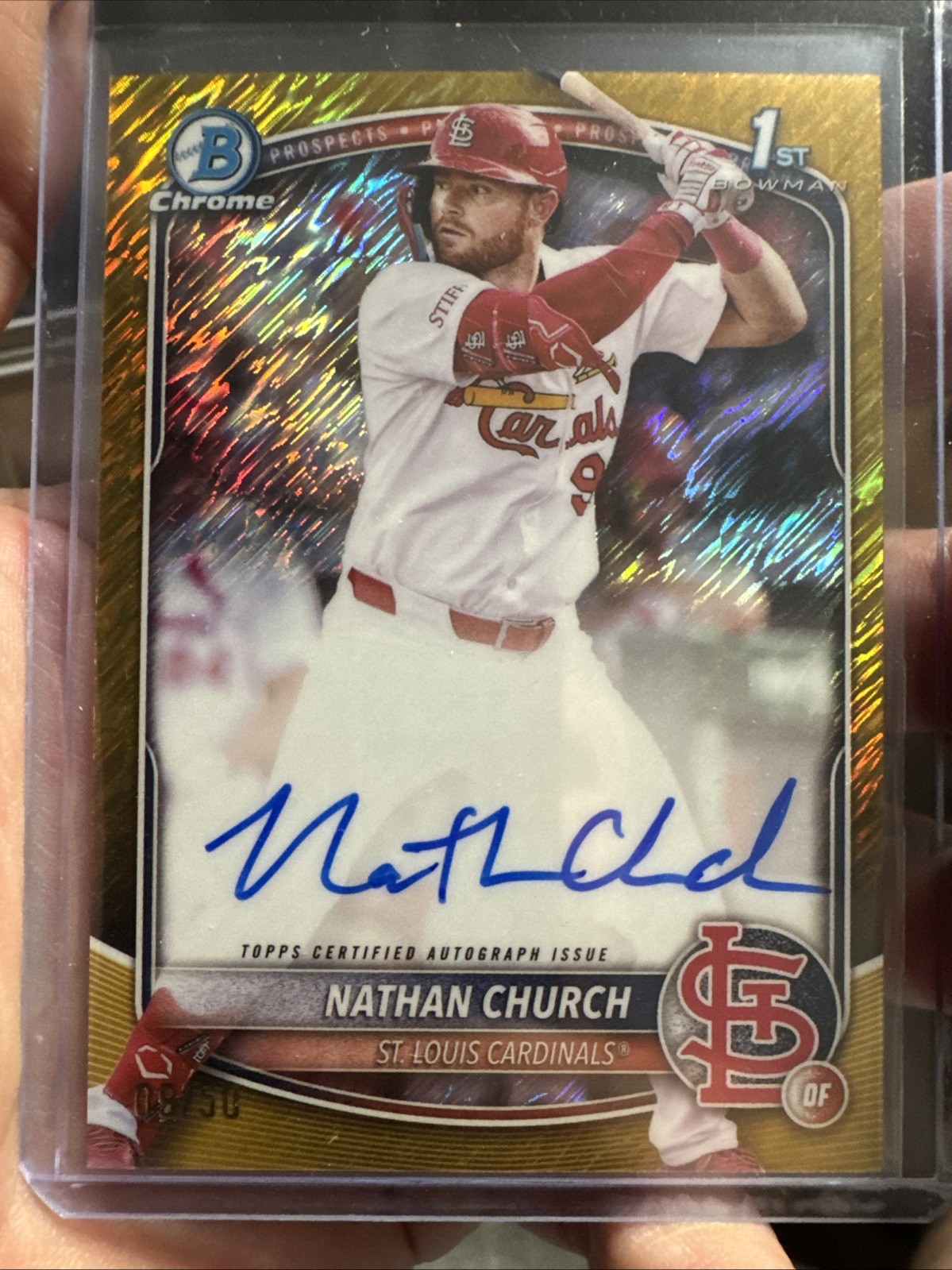 2025 Bowman Chrome Nathan Church #CPA-NCH 1st Bowman Auto Gold Shimmer /50