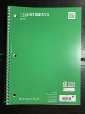 Pen + Gear 1 Subject Spiral Notebook, 70 Wide Ruled Sheets 10.5”x8” Green