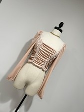 Divided Pink Velvet Ruched Square Neck Croppe...