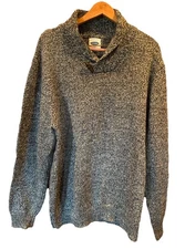 Wool Blend Shawl Collar Sweater Men’s XL Tall Navy Blue Marled Preppy Old Navy