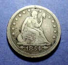 1854 Arrows Liberty Seated Quarter  Ch. Fine