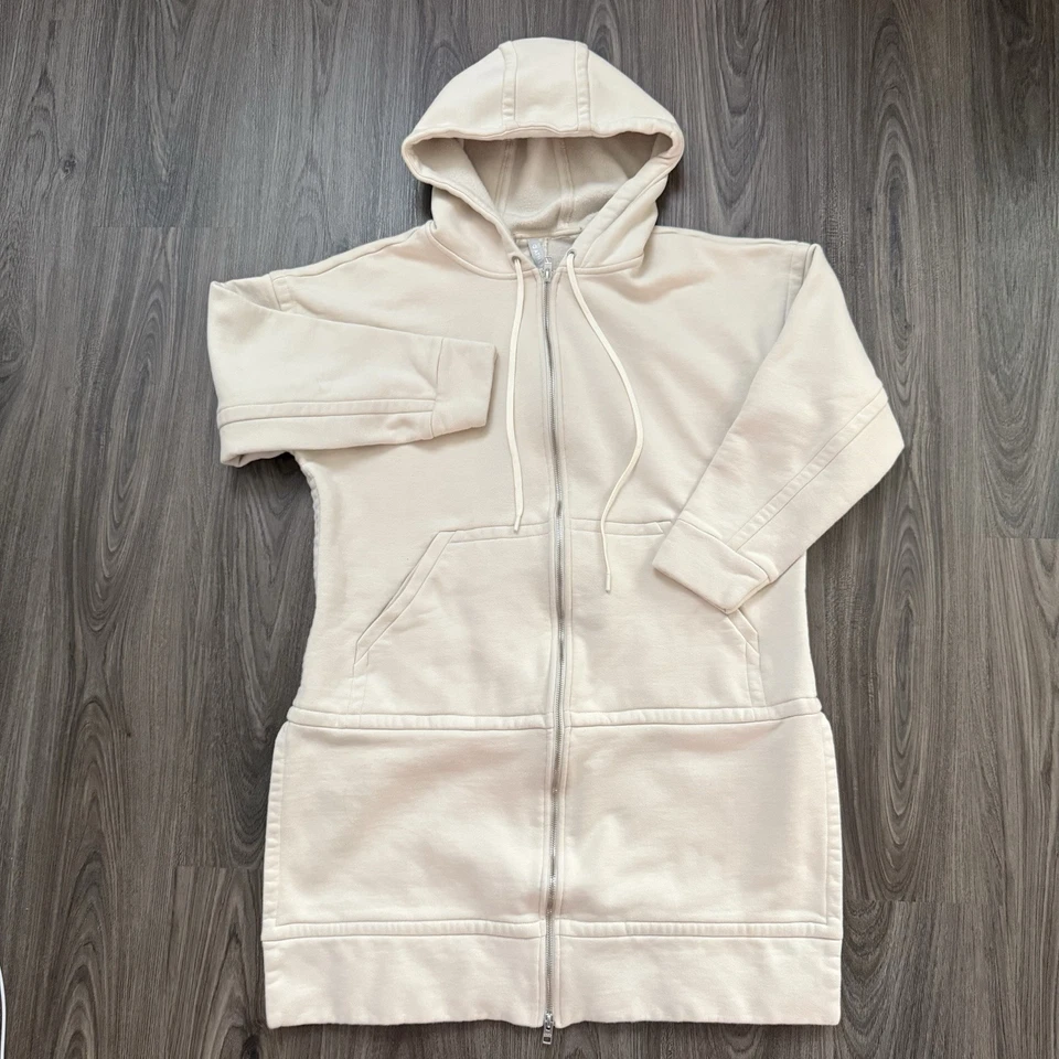 Chaqueta con Capucha Athleta Tenacity Plumero Cremallera Completa Longline Crema Grande Pesada Gruesa Foto 2 de 4