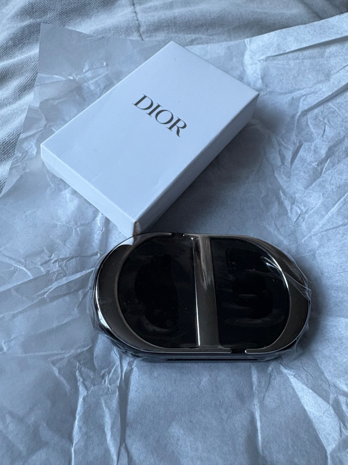DIOR BEAUTY CD Logo Doble Espejo Teléfono Soporte de Metal Doble Espejo Negro