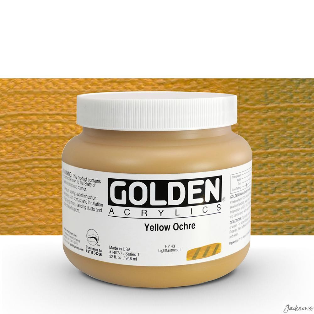 Golden Heavy Body Acrylic Paint 946ml Yellow Ochre For Professional Artists
