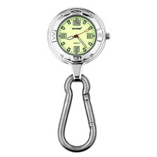 Silver Clip on Carabiner FOB Watch for Doctors Nurses Paramedics Chefs Sports