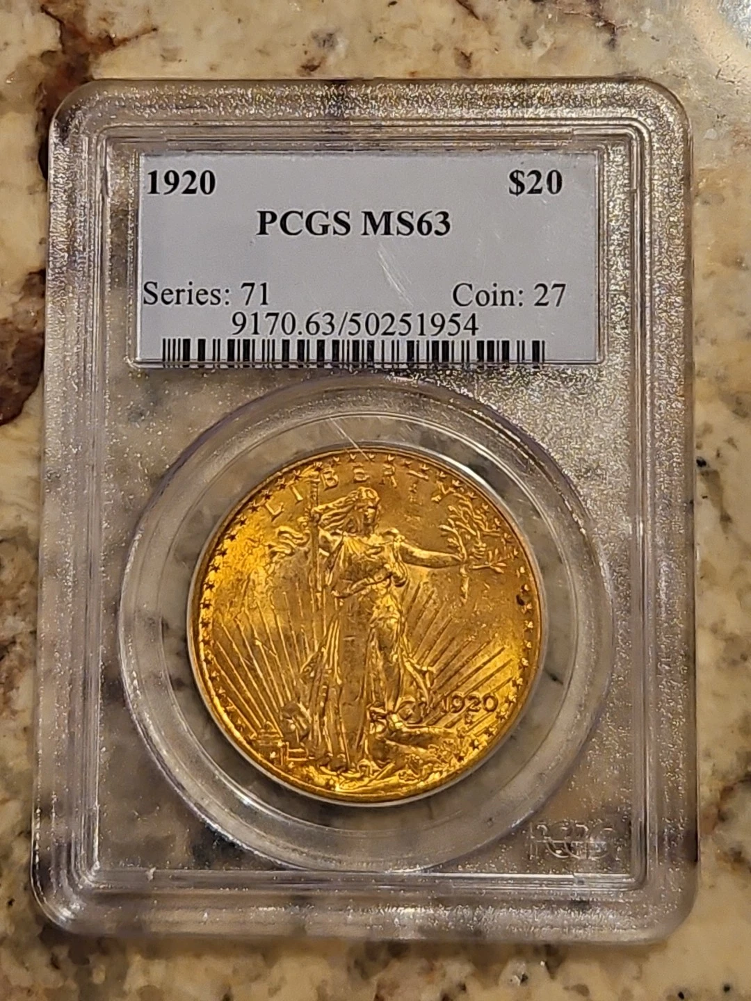 1920 $20 Gold Saint Gaudens MS63 PCGS Gold US Coin St. Gaudens