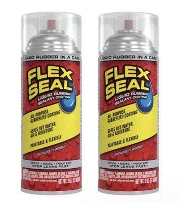 Flex Seal Small Clear Spray 5oz Waterproof Rubber Coating 2 Pack