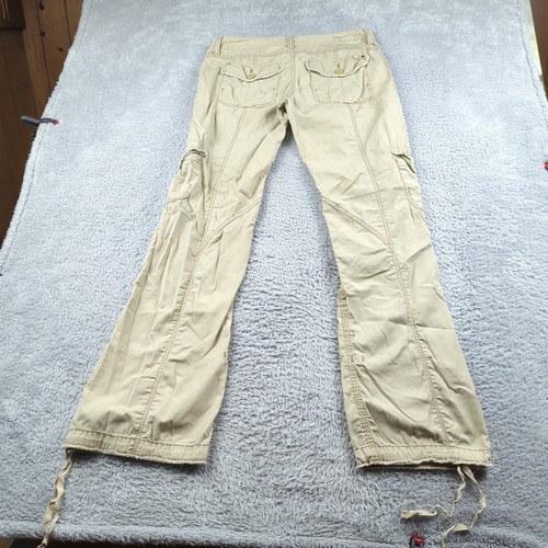 VTG Y2K Unionbay Pants Womens JRs 7 Beige Paratrooper Cargo Contrast Stitching - Picture 15 of 20