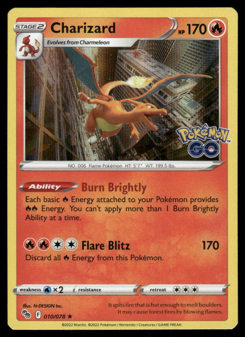 Charizard 010/078 HR Pokemon GO Holo NM Pokemon