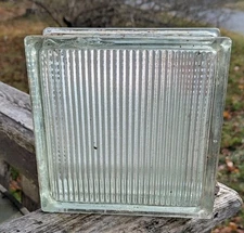 Vintage Reclaimed Glass Blocks 7.5 x 7.5 x 3.125 Salvage Light Brick Lines